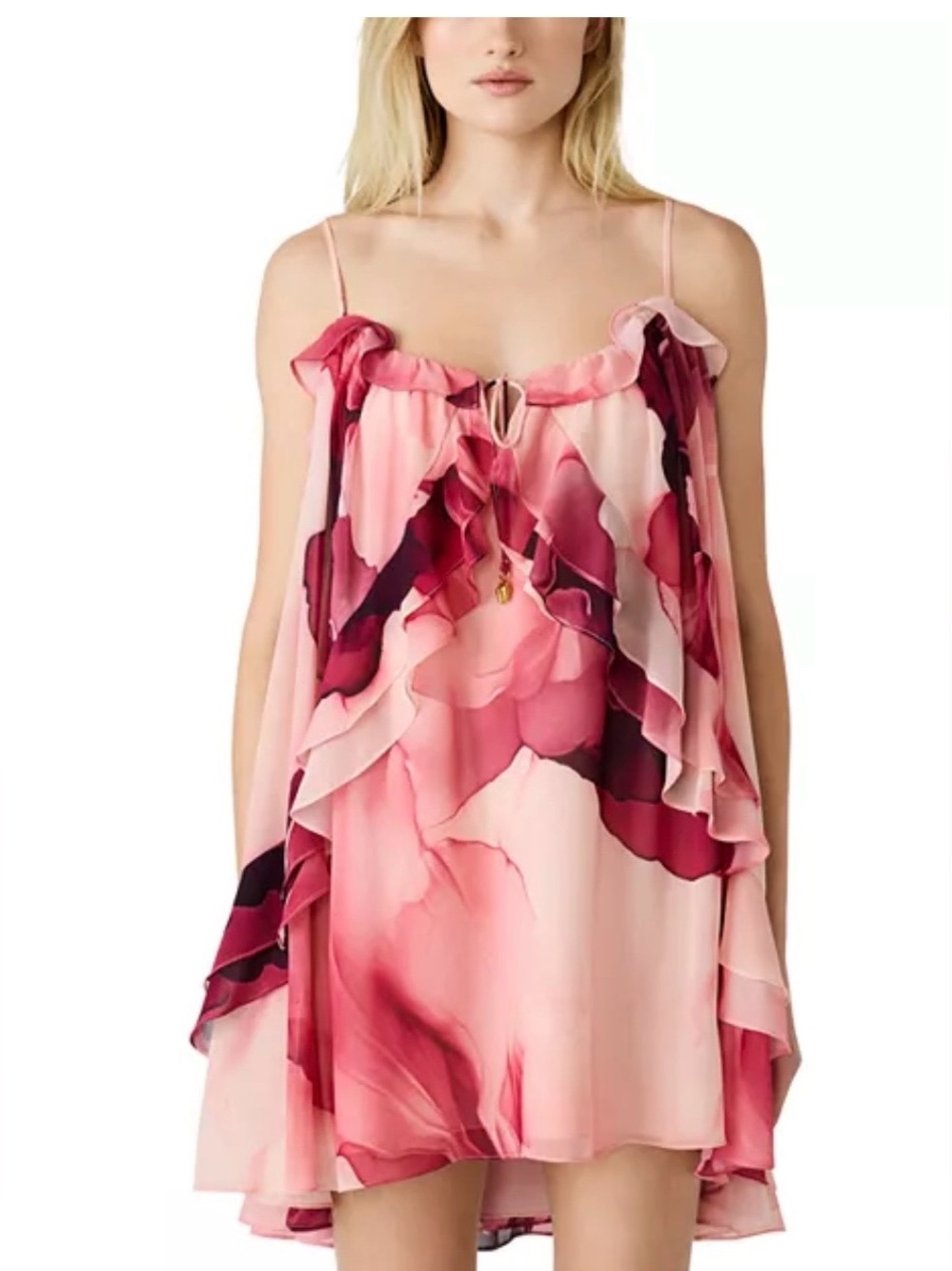 NWT party dress Steve Madden Pink & Burgundy High-Low Ruffle Dress